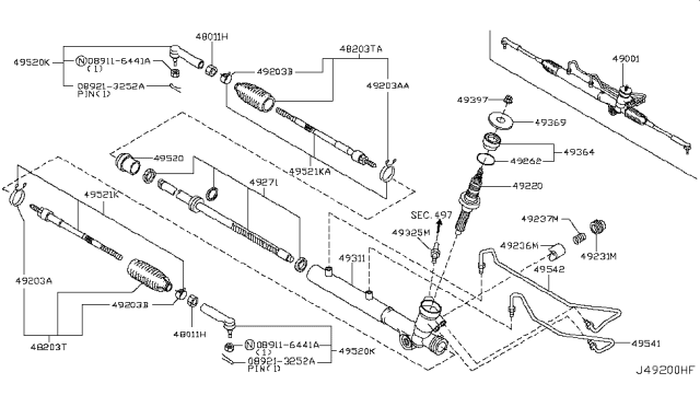 2006 Nissan Murano  Gear & Linkage-Power Steering Diagram for 49001CB800