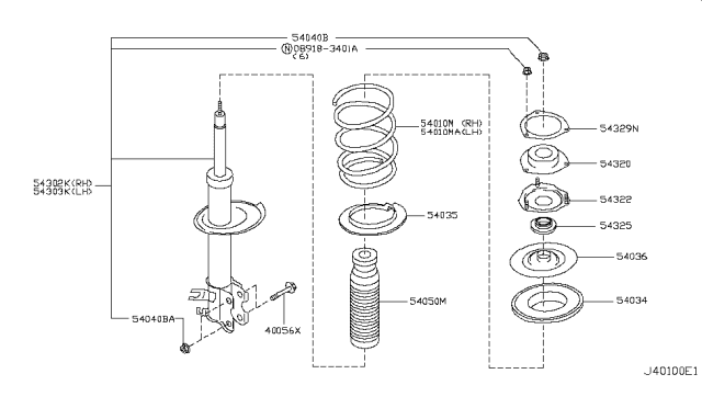 2005 Nissan Murano  Rear Spring Seat-Rubber Diagram for 54034CA000