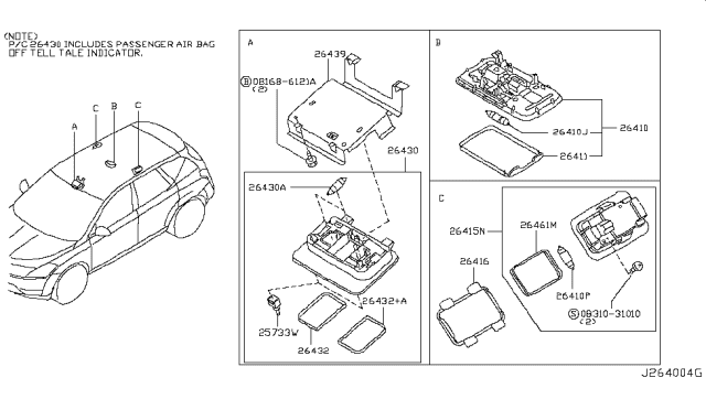 2005 Nissan Murano  Lamp Assembly-Room Diagram for 26410CC20D