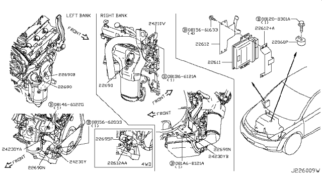 2004 Nissan Murano  Bracket-Harness Diagram for 242398J110