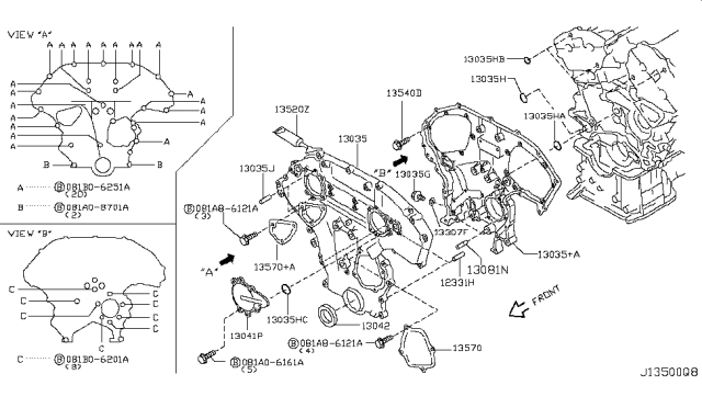 2007 Nissan Murano  Bolt-Front Cover Diagram for 14069EY00A