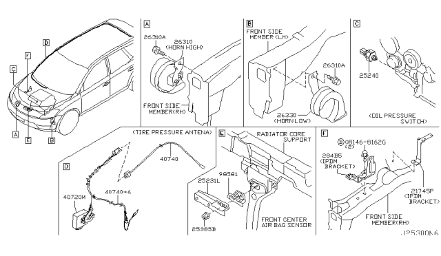 2003 Nissan Murano Horn Assy-Electric Low Diagram for 25620CA000
