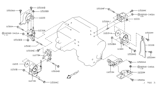 2004 Nissan Murano  Bolt Diagram for 112984M411