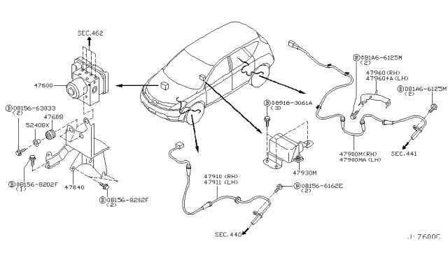 2004 Nissan Murano Abs Brake Pump Diagram for 47660CA066