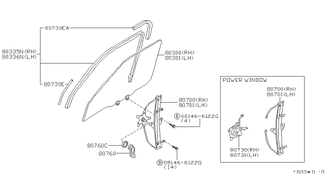 1999 Nissan Pathfinder  Handle Assy-Door Window Regulator Diagram for 807600W003