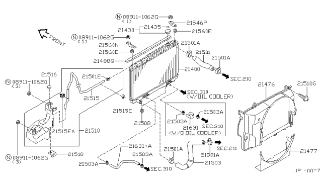 2003 Nissan Pathfinder Cap Assembly-Radiator Diagram for 2143079901