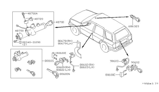1997 Nissan Pathfinder  Lock Set-Steering Diagram for D87000W010