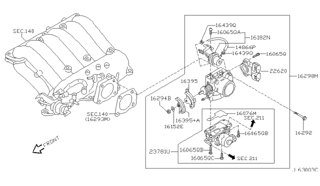 2000 Nissan Pathfinder  Seal-O Ring Diagram for 166184M500