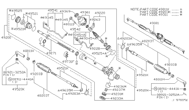 2004 Nissan Pathfinder  Housing & Cylinder Assy-Power Steering Diagram for 493110W011