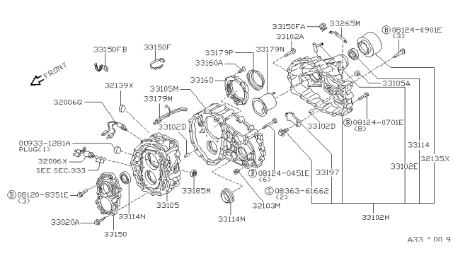 1996 Nissan Pathfinder  Seal Oil Transfer Case Diagram for 3311131G00