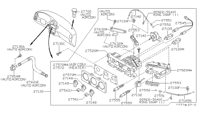 1998 Nissan Pathfinder  Control Assembly Diagram for 275100W010