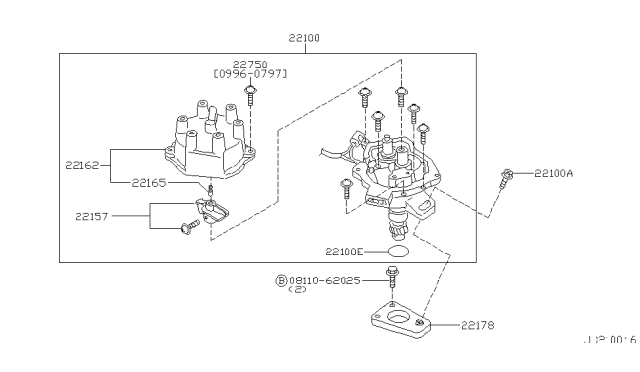 1996 Nissan Pathfinder  Cap Distributor Diagram for 221620W000