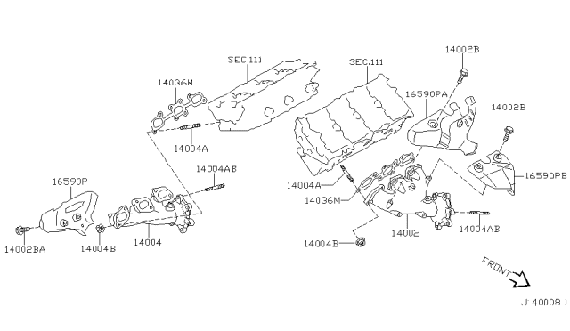 2000 Nissan Pathfinder  Cover-Exhaust Manifold Diagram for 165902W600