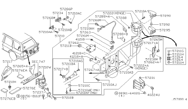 2000 Nissan Pathfinder  Protector-Spare Tire Diagram for 572290W001