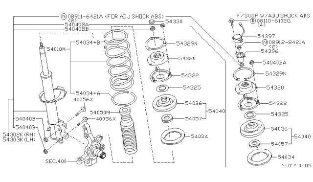 1998 Nissan Pathfinder  Front Spring Rubber Seal Diagram for 540340W010