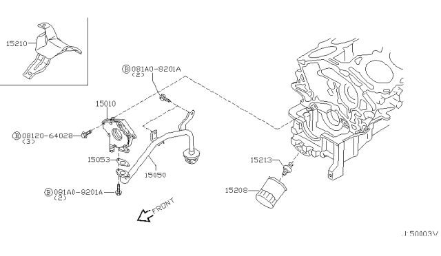 2001 Nissan Pathfinder Gasket-Oil Strainer Diagram for 1505331U00