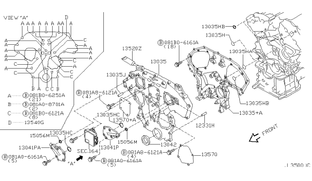 2004 Nissan Pathfinder  Cover Assy-Front Diagram for 13500AG220