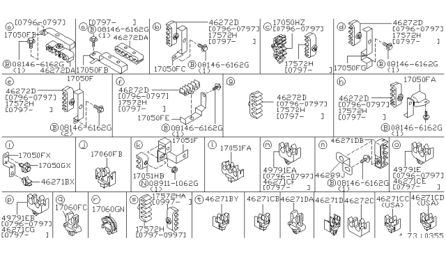 1998 Nissan Pathfinder  Clamp Diagram for 462711W213