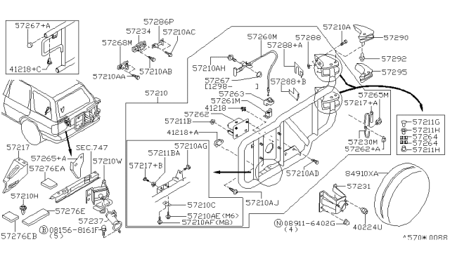 1997 Nissan Pathfinder  Road Wheel Nut Diagram for 4022443N00