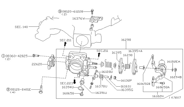 2003 Nissan Pathfinder  Throttle Position Switch Diagram for 226204M500