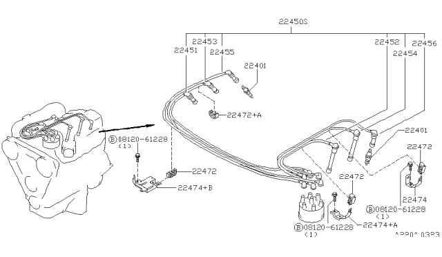 1999 Nissan Pathfinder  Spark Plug Diagram for 224011W614