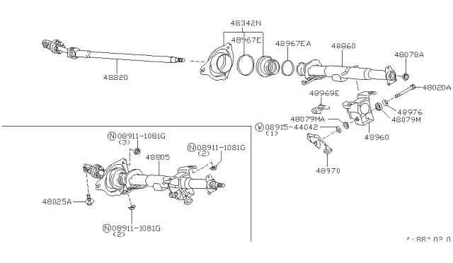 2000 Nissan Pathfinder  Cover-Column Hole Diagram for 489500W000