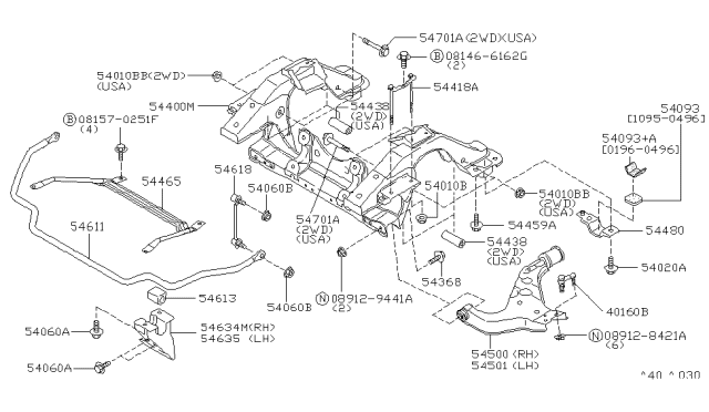 1999 Nissan Pathfinder  Bolt Diagram for 547260W002