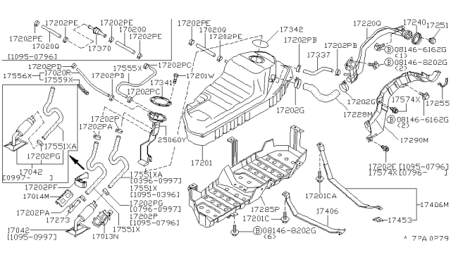 1997 Nissan Pathfinder Hose-Filler Diagram for 172281W200