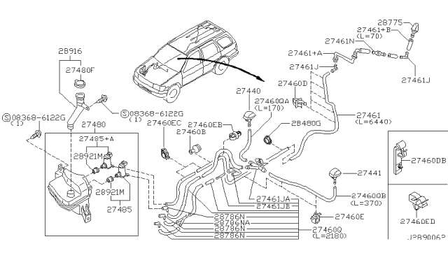 2004 Nissan Pathfinder  Connector Hose Diagram for 28937AR000
