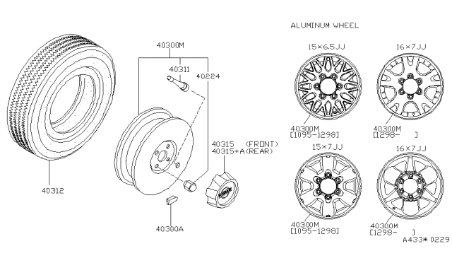 1999 Nissan Pathfinder  Disc Wheel Cap Diagram for 403150W410