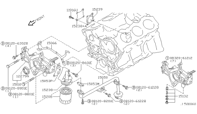 2001 Nissan Pathfinder  Pump Assembly-Oil Diagram for 150108J101