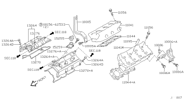 2001 Nissan Pathfinder Tube - Oil Filler Diagram for 152594W001
