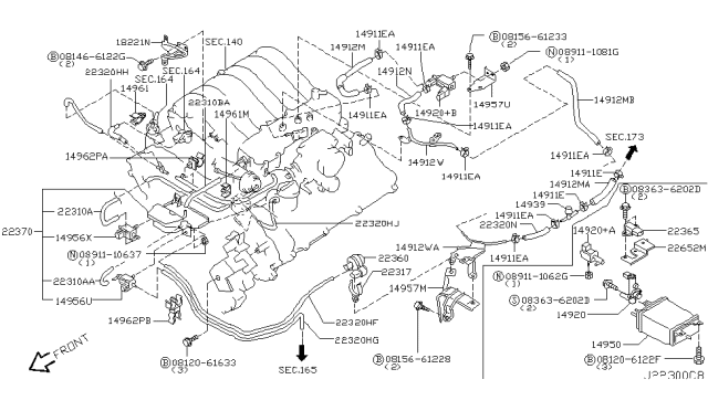 2004 Nissan Pathfinder Pressure Sensor Diagram for 223658U000