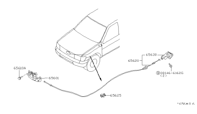 2001 Nissan Pathfinder  Handle Assembly-Hood Lock Diagram for 656224P000