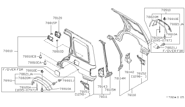 1996 Nissan Pathfinder Spring-Fuel Lid Diagram for 7883650J00