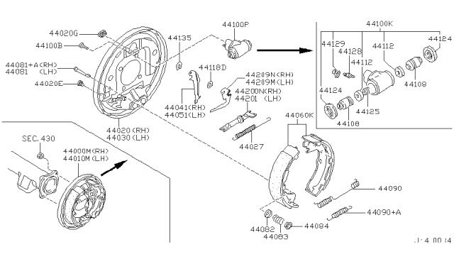 2004 Nissan Pathfinder  Retainer-Spring, Anti Shoe Rattle Diagram for 44084U9201