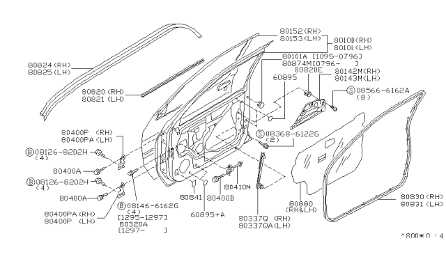 1997 Nissan Pathfinder  Hinge Assy-Front Door Diagram for 804001M200