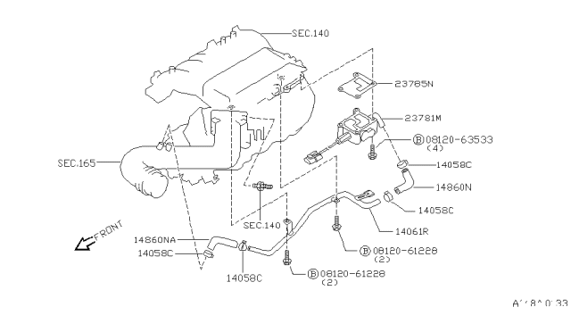 1996 Nissan Pathfinder Pipe-Air Diagram for 140610W000