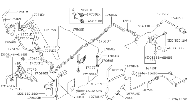 1997 Nissan Pathfinder  INSULATOR Tube Diagram for 46271V5000