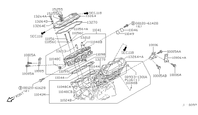 2003 Nissan Pathfinder  Cover Assy-Valve Rocker Diagram for 132645W510