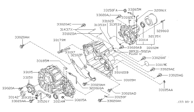 2003 Nissan Pathfinder  Bolt Diagram for 3320133G20