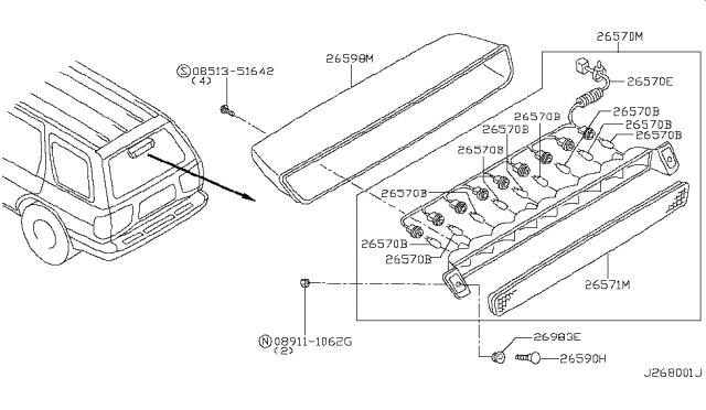 2003 Nissan Pathfinder  Lamp Assembly-Stop Diagram for 265903W700