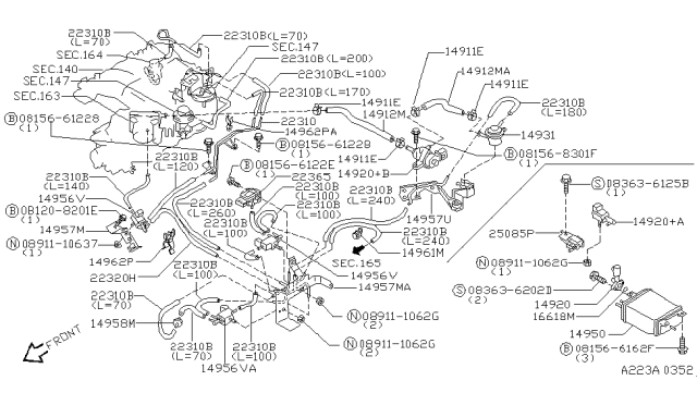 1998 Nissan Pathfinder Bolt-Hex Diagram for 081566122E
