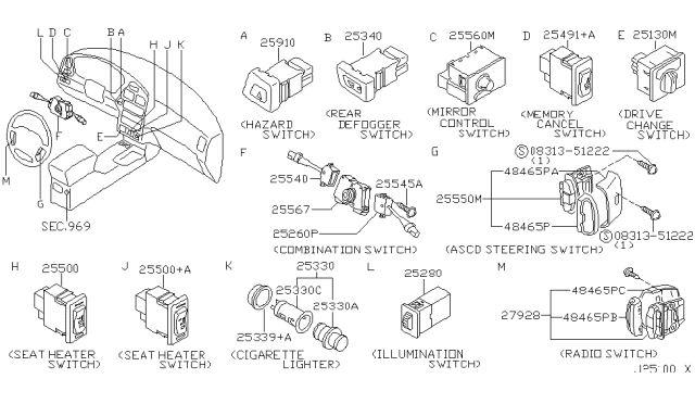 2001 Nissan Pathfinder  Ev Element Cigar Diagram for 25335AD001