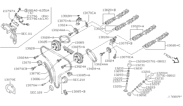 2001 Nissan Pathfinder  Tensioner Assy-Chain Diagram for 130702Y511