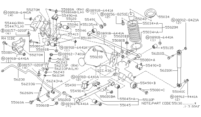 2001 Nissan Pathfinder  Seat-Rubber, Front Spring Diagram for 540342J010
