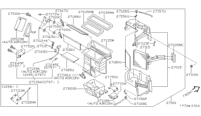 1999 Nissan Pathfinder  Mode Actuator Assembly Diagram for 27731VB010