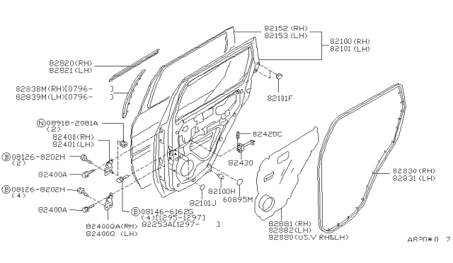 2000 Nissan Pathfinder  Panel-R/DOOR RH Diagram for 821520W031