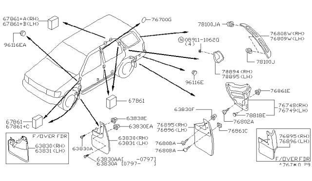 1997 Nissan Pathfinder  Insulator-Front Pillar Diagram for 6786071L00