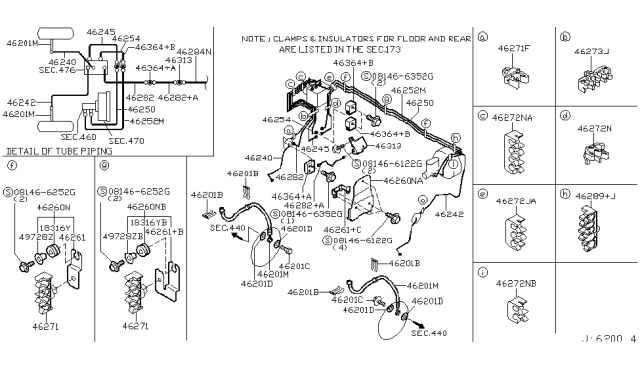 2001 Nissan Pathfinder  Clip Tube Brake Diagram for 4627101E02
